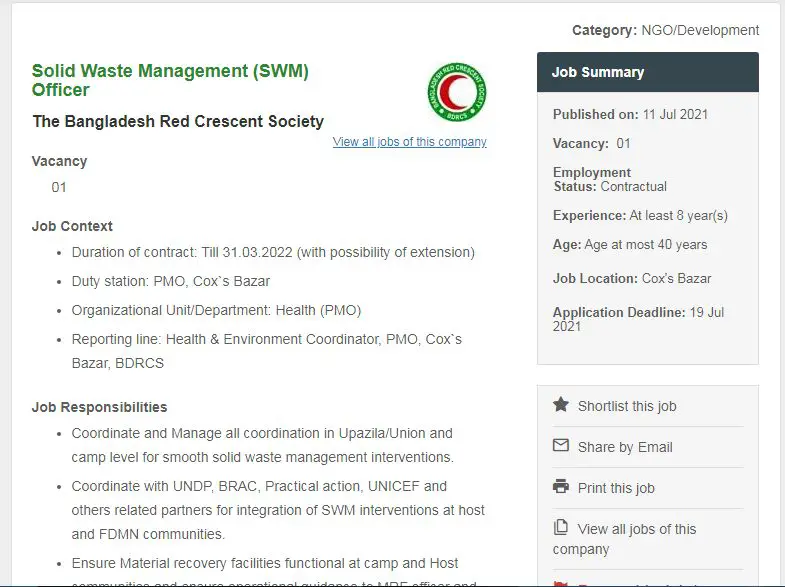 Bangladesh Red Crescent Society BDRCS Job Circular 2021- 2 Bangladesh Red Crescent Society BDRCS Job Circular 2021-